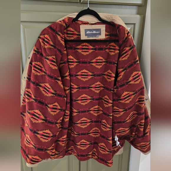 Eddie Bauer fleece lined Voyager shirt jacket khaki - Picture 7 of 8